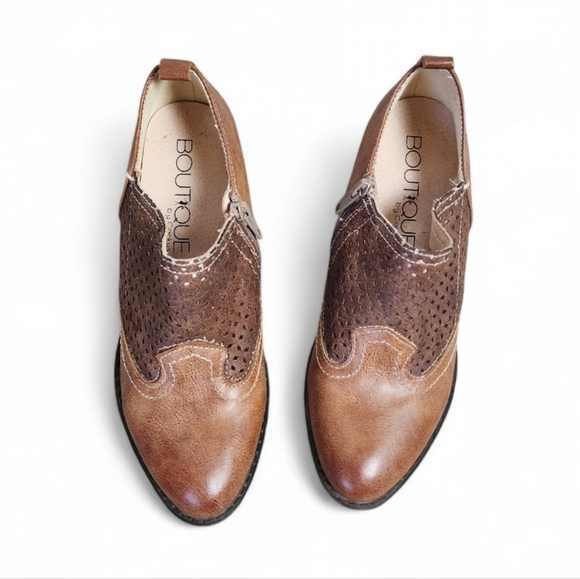 Boutique by Corey's | Faux Leather Brown Booties, Shoes - Picture 1 of 9